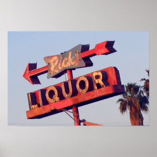 Póster Cartel de neón rústico de Ricks Liquor Vintage