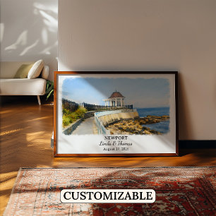 Póster Cartel de Newport Rhode Island, Acuarela, Personal