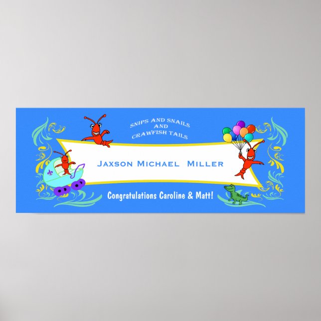 Póster Cartel de niño bebé de Cajun Critters (en blanco) (Frente)