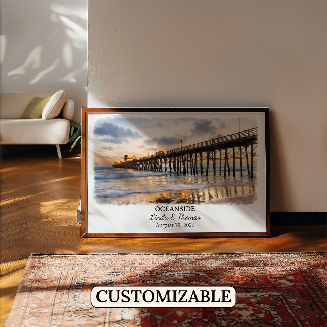 Póster Cartel de Oceanside California, Acuarela, Personal (Subido por el creador)
