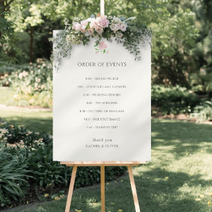 Póster Cartel de orden de eventos de boda chic en marfil