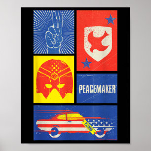 Póster Cartel de Pacificador, Escudo, Casco y Coche