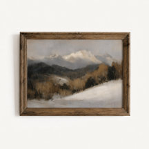 Cartel de paisaje de picos de montaña en invierno