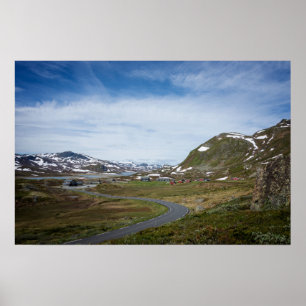 Póster Cartel de paisaje montañoso en Noruega
