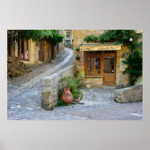 Póster Cartel de paisaje urbano en Dordogne, Francia