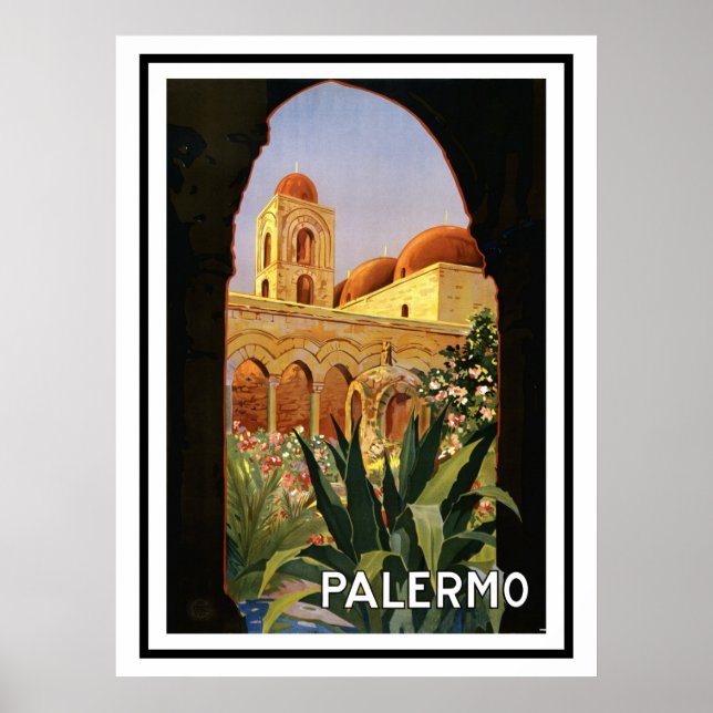 PÓSTER CARTEL DE PALERMO ITALIA ESTILO VINTAGE (Frente)
