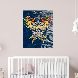 Póster Cartel de pared de sirena náutica atada