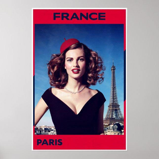 Póster cartel de París, Francia (Frente)