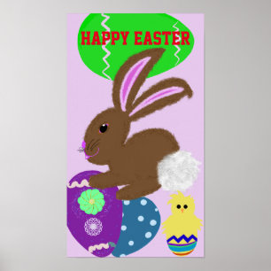 Póster Cartel de Pascua de Huevos de Conejo