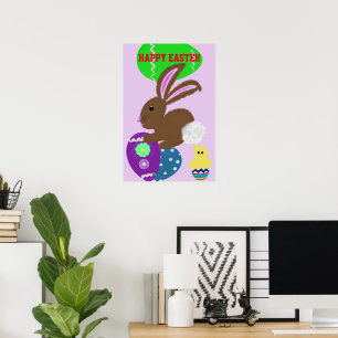 Póster Cartel de Pascua de Huevos de Conejo