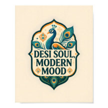 Cartel de pavo real indio de Desi Soul Modern Mood