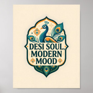 Póster Cartel de pavo real indio de Desi Soul Modern Mood