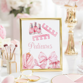 Póster Cartel de Pedicura de Cumpleaños Rosa Fiesta de Sp