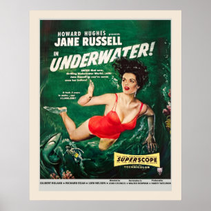 Póster Cartel de película submarina de 1955