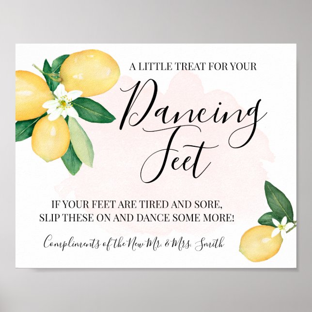Póster Cartel de pies bailando chanclas bodas limones ros (Frente)