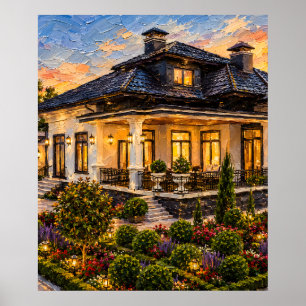 Póster Cartel de pintura al óleo de la elegante finca de