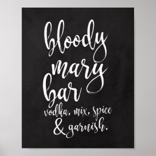 Póster Cartel de Pizarra de Bar Bloody Mary 8x10 para Bod