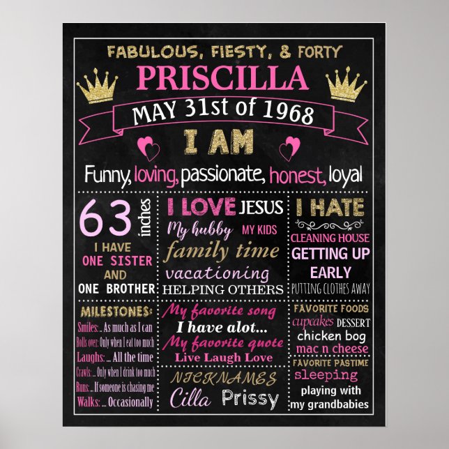 Póster Cartel de pizarra de fiesta de pastel de cumpleaño (Frente)