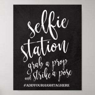 Póster Cartel de Pizarra Estación Selfie 8x10 Boda