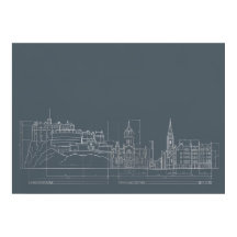 Cartel de plano de silueta urbana de ciudad oscura