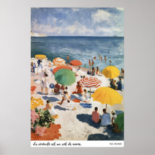Póster Cartel de playa de la Riviera Francesa inspirado e
