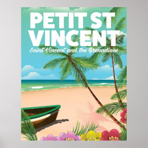 Póster Cartel de playa de Petit Saint Vincent de estilo v