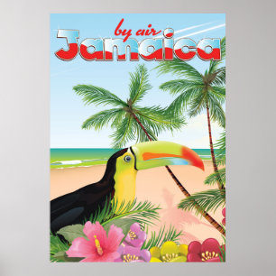 Póster cartel de playa de tucán de Jamaica