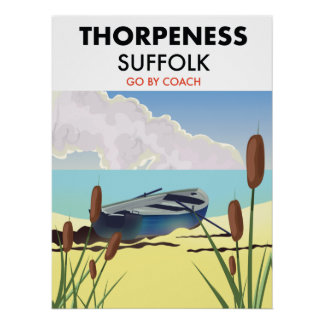 Póster Cartel de playa vintage de Thorpeness Suffolk.
