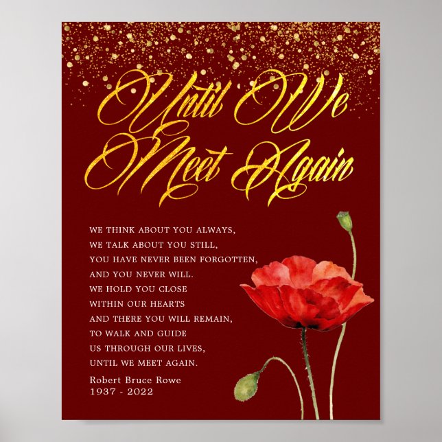 Póster Cartel de poema funerario conmemorativo de flor ro (Frente)