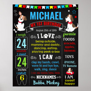 Póster Cartel de primer cumpleaños del Mascota de Perro d