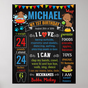 Póster Cartel de primer cumpleaños del mascota de perro d