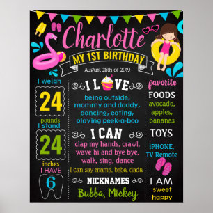 Póster Cartel de primer cumpleaños del verano del Fiesta 