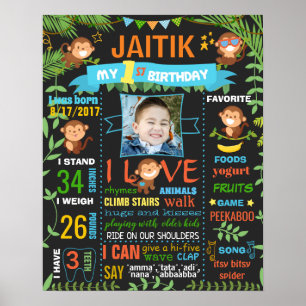 Póster Cartel de primer cumpleaños en el zoológico de los