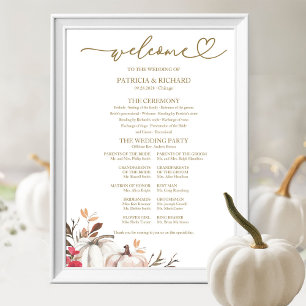 Póster Cartel de programa de boda de otoño con calabaza