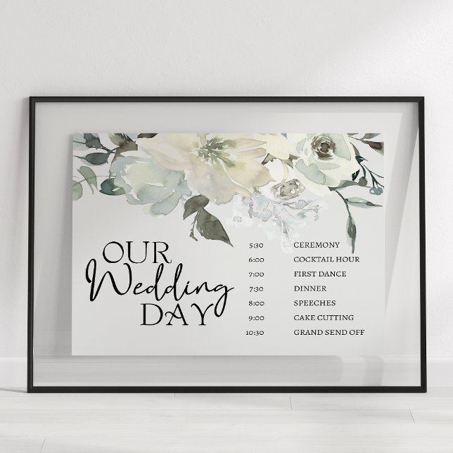 Póster Cartel de programación de boda floral de rosas bla (Subido por el creador)