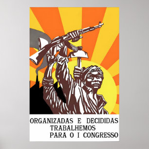Póster Cartel de propaganda africano de los años 70 Angol
