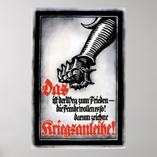 Póster Cartel de propaganda alemana de la Primera Guerra 