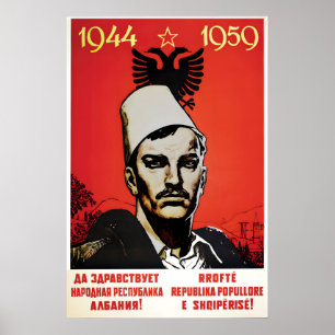 Póster Cartel de propaganda Amistad Albanesa-Soviética La
