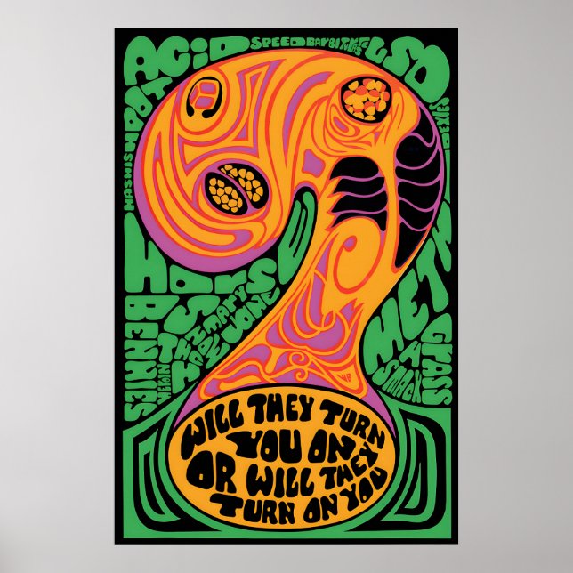 Póster Cartel de propaganda antidrogas de 1968 ¿Se volver (Frente)