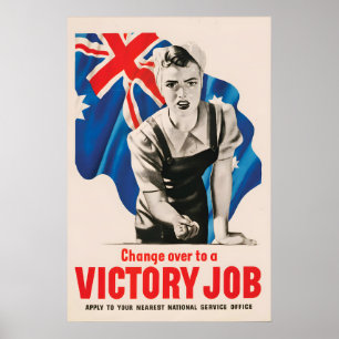 Póster Cartel de propaganda australiano de la Segunda Gue