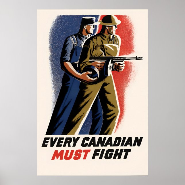 Póster Cartel de propaganda canadiense de la Segunda Guer (Frente)