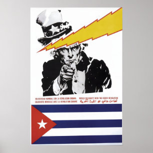 Póster Cartel de propaganda Cuba Solidaridad mundial con 