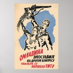 Póster Cartel de propaganda de 1941 Yugoslavia La juventu