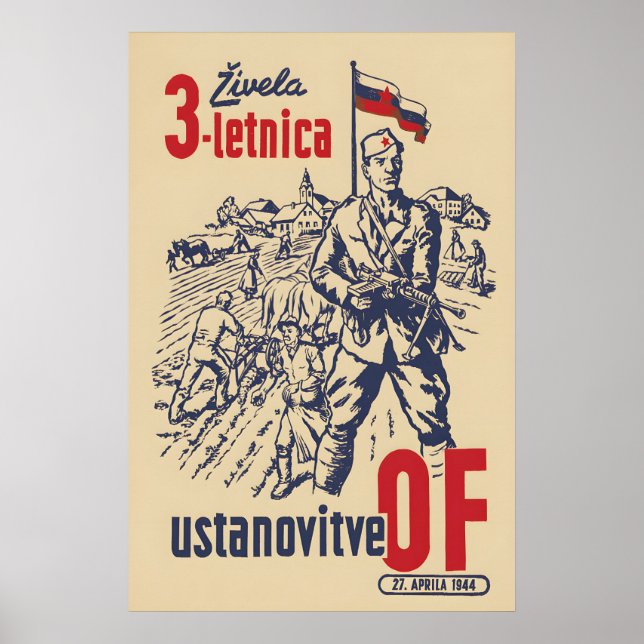 Póster Cartel de propaganda de 1944 Viva el socialismo (Frente)