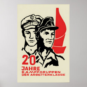 Póster Cartel de propaganda de Alemania Oriental 20 años 