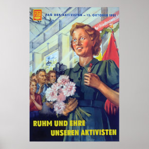 Póster Cartel de propaganda de Alemania Oriental FDGB glo