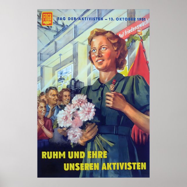 Póster Cartel de propaganda de Alemania Oriental FDGB glo (Frente)