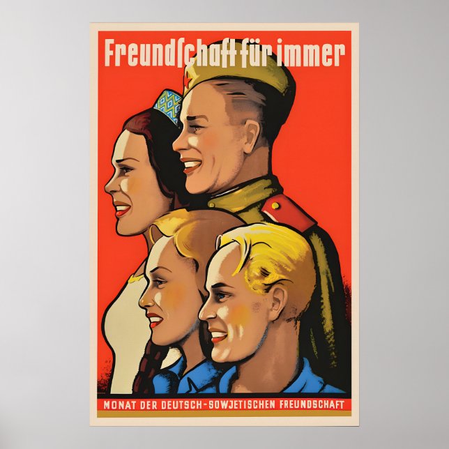 Póster Cartel de propaganda de Alemania Oriental Soviétic (Frente)