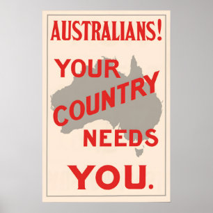 Póster Cartel de propaganda de Australia de la Segunda Gu