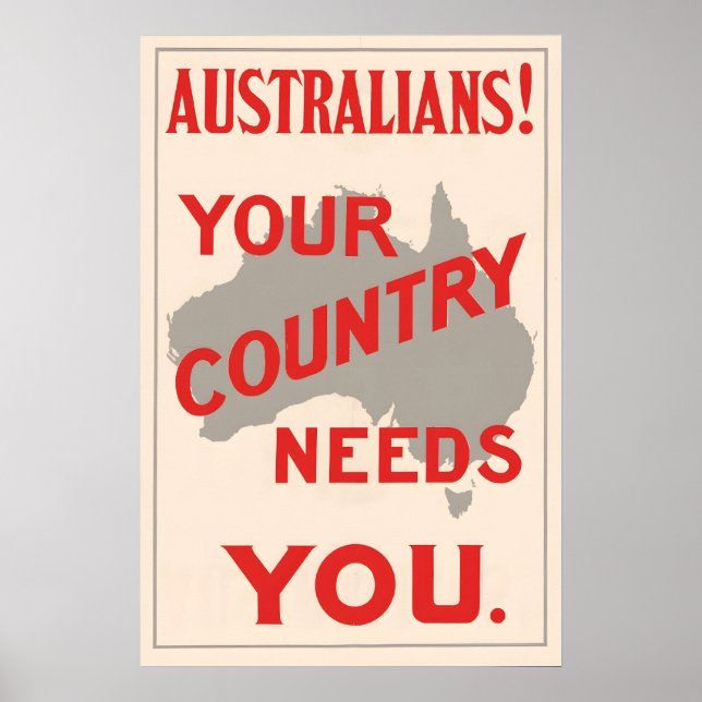 Póster Cartel de propaganda de Australia de la Segunda Gu (Frente)